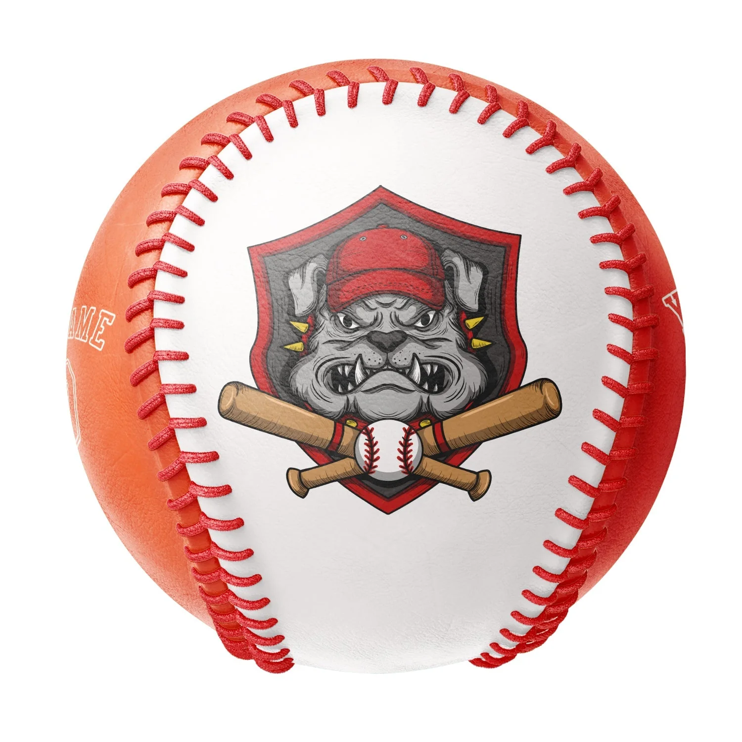 Personalized White Orange Half Leather Orange Authentic Baseballs