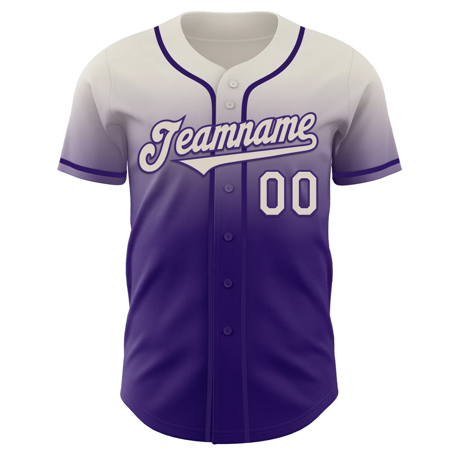 Custom Cream Purple Authentic Fade Fashion Baseball Jersey