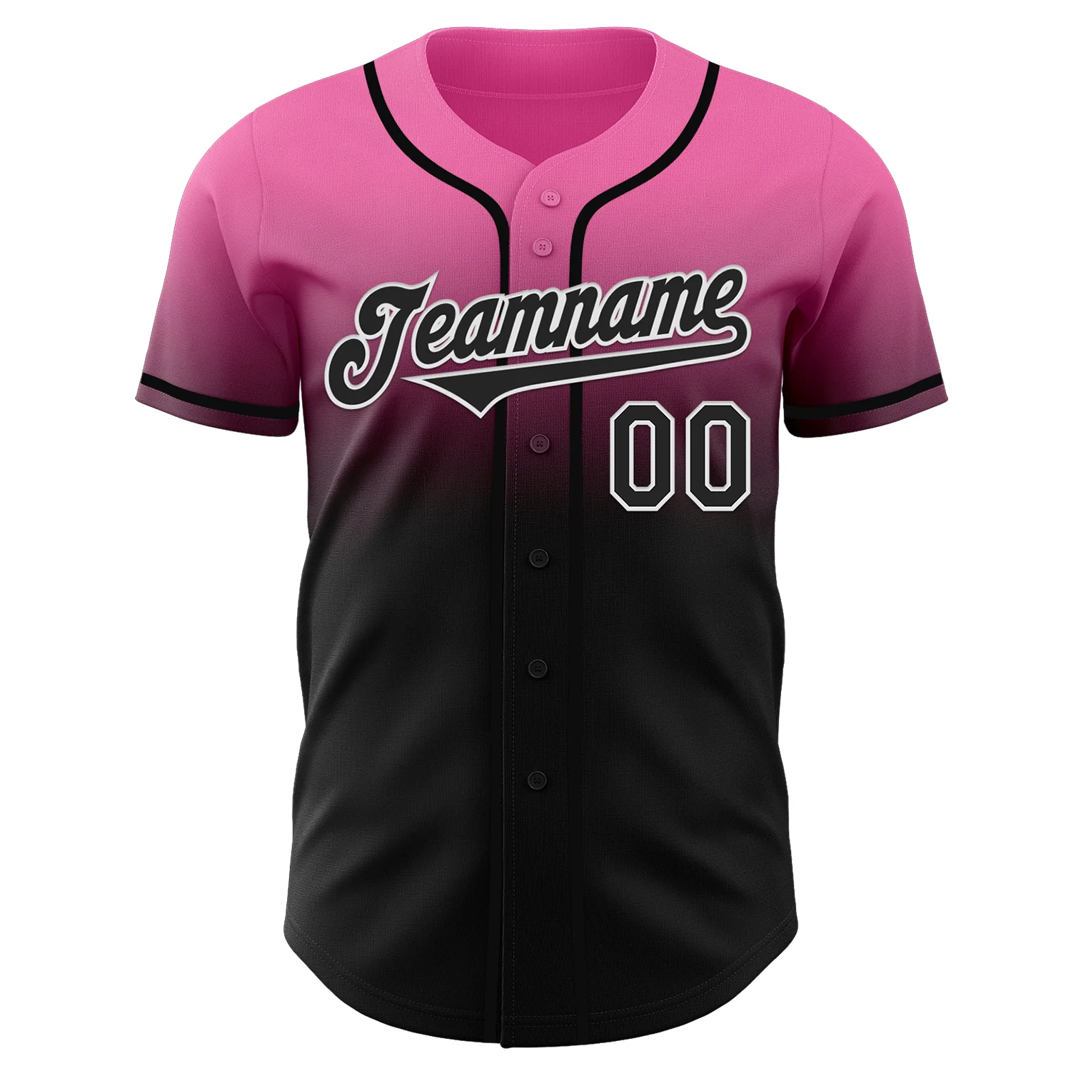 Custom Pink Black-White Authentic Fade Fashion Baseball Jersey