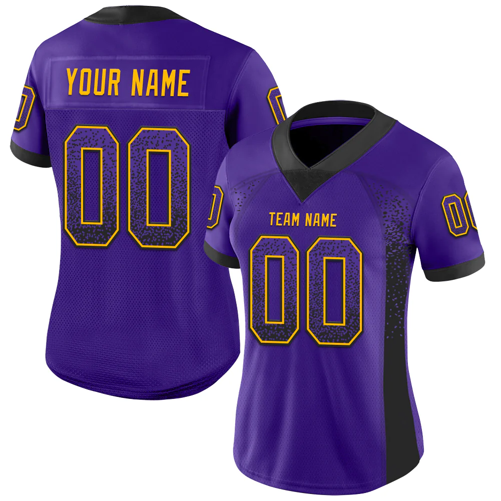 Custom Purple Black-Gold Drift Fashion Football Jersey
