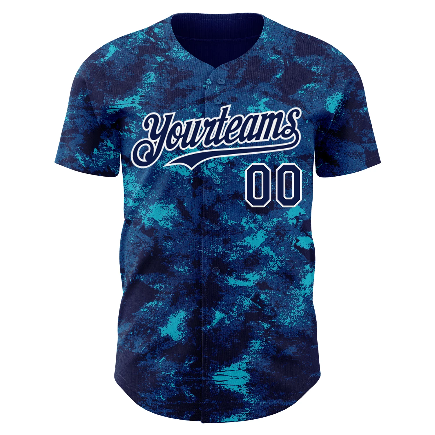 Custom Tie Dye Navy-White 3D Authentic Baseball Jersey