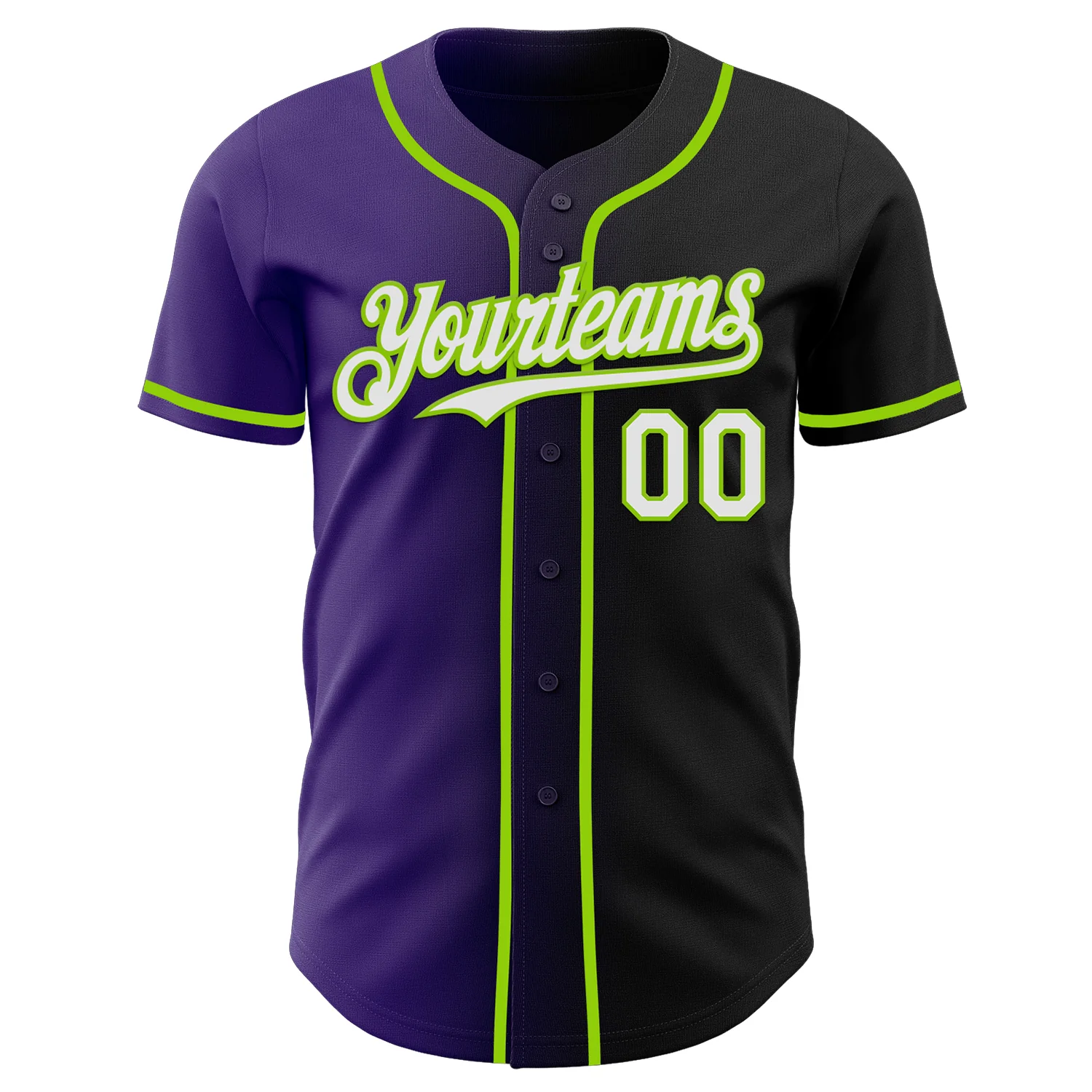 Custom Black White Purple-Neon Green Authentic Gradient Fashion Baseball Jersey