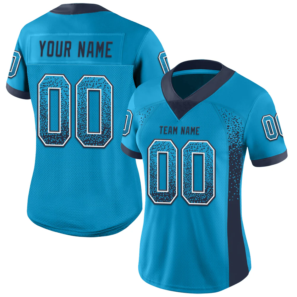 Custom Panther Blue Navy-White Drift Fashion Football Jersey