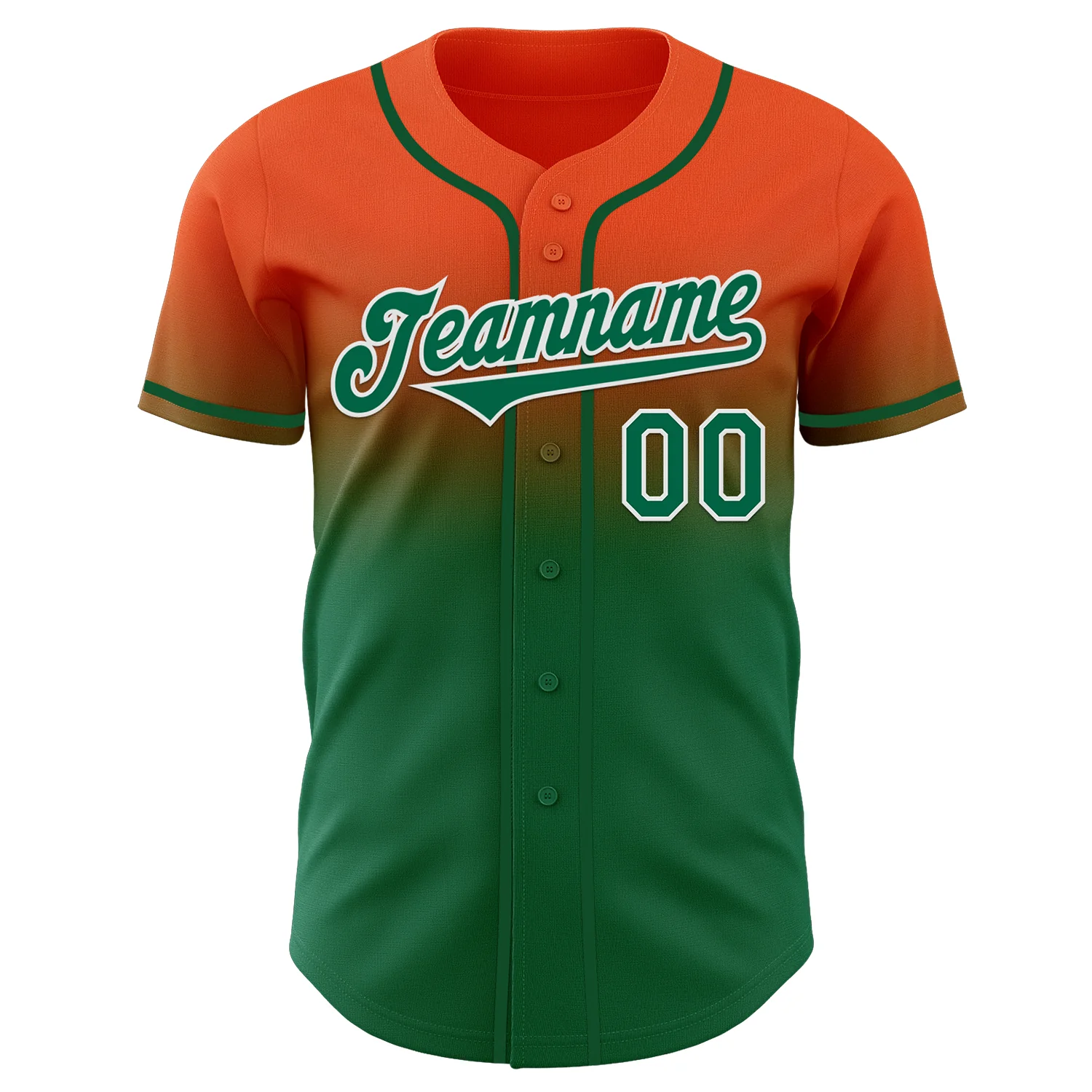 Custom Orange Kelly Green-White Authentic Fade Fashion Baseball Jersey