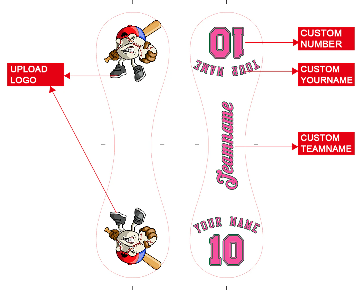 Personalized White Leather Pink Authentic Baseballs