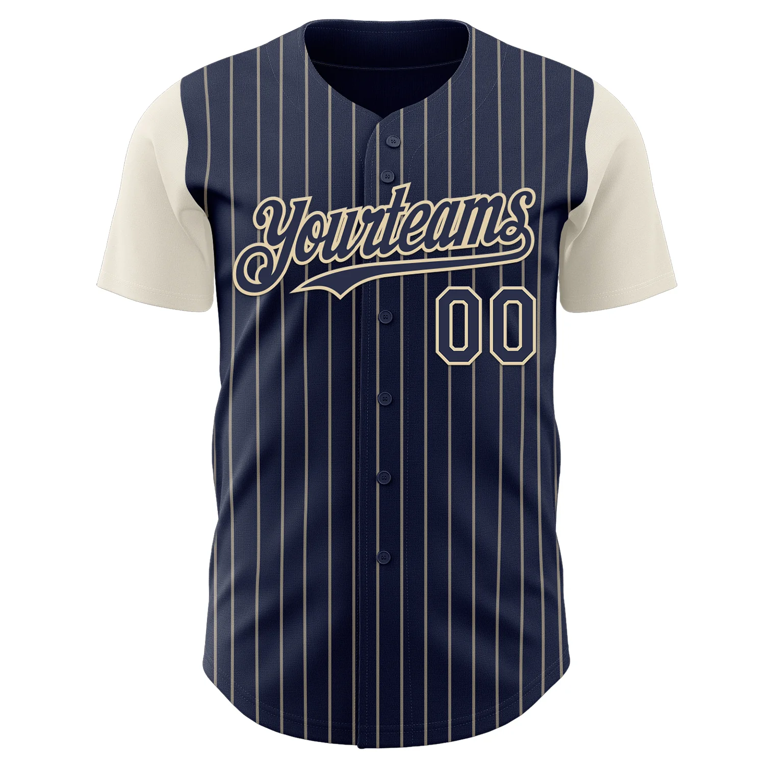 Custom Navy Cream Pinstripe Cream Authentic Two Tone Baseball Jersey