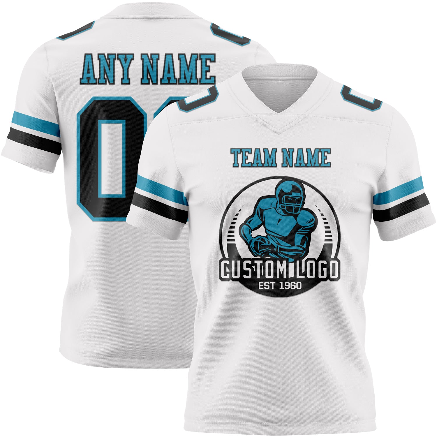 Custom White Black-Panther Blue Authentic Football Jersey