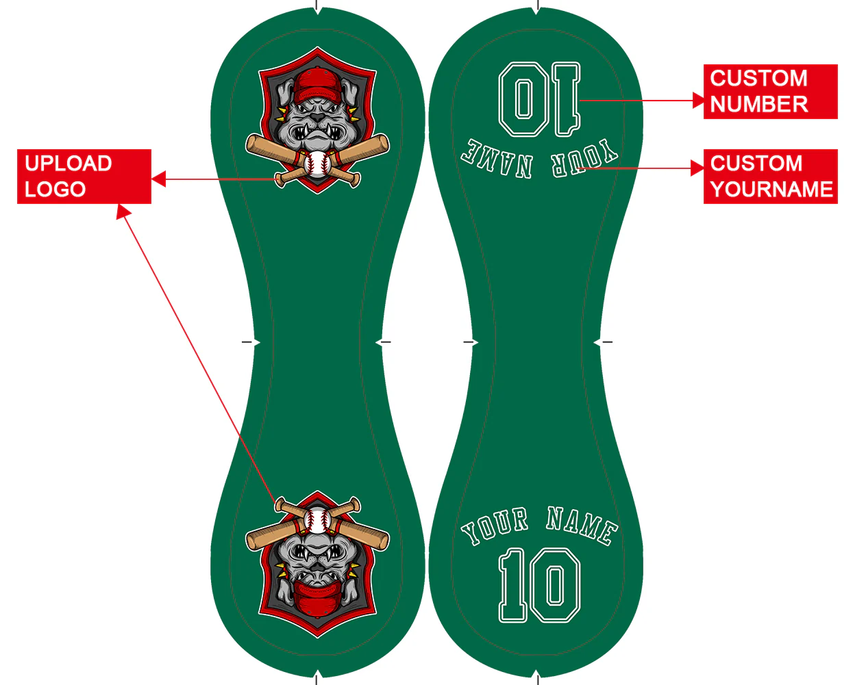 Personalized Kelly Green Leather Kelly Green Authentic Baseballs