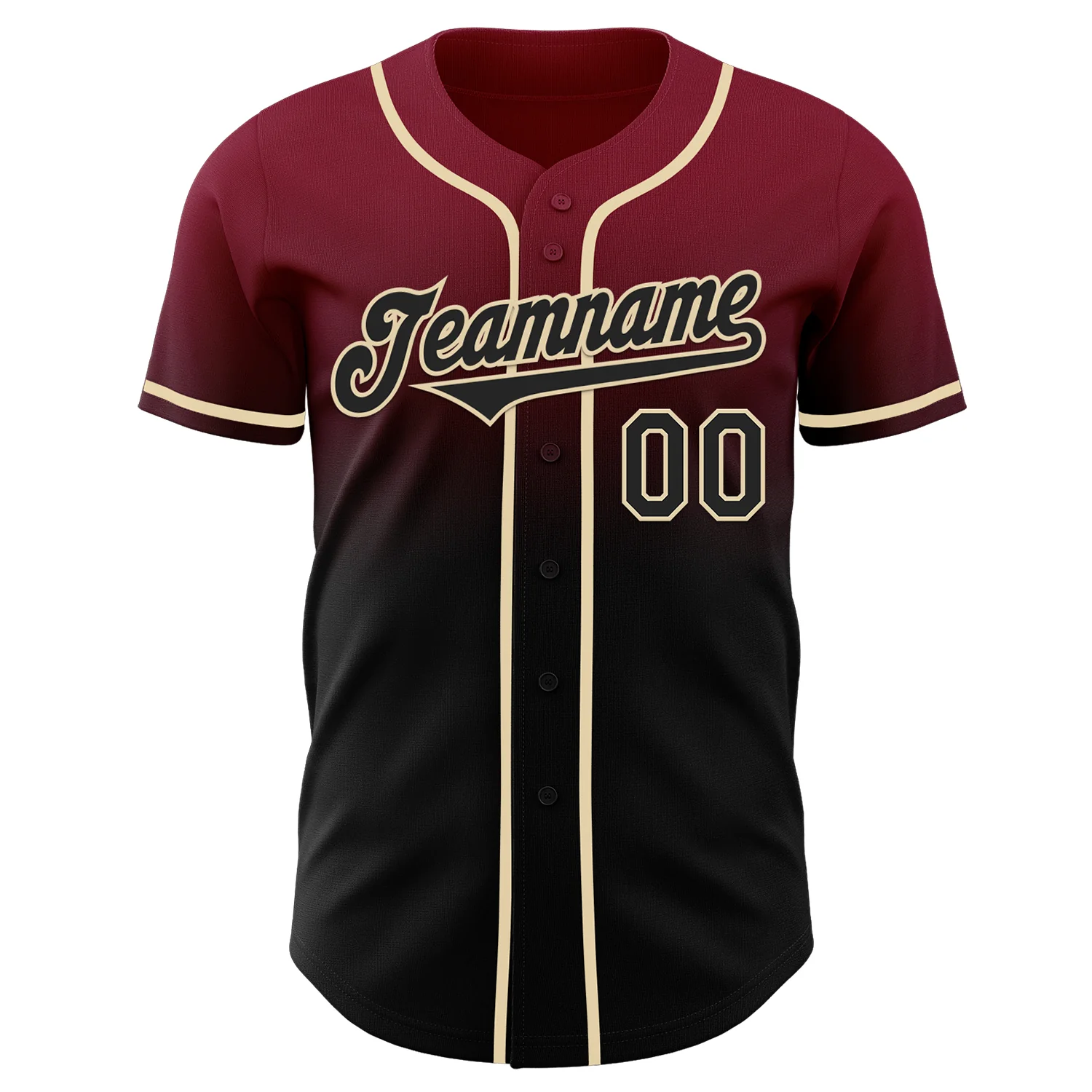 Custom Crimson Black-Cream Authentic Fade Fashion Baseball Jersey