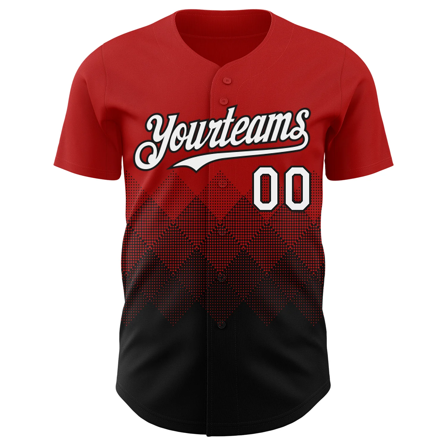 Custom Red White-Black 3D Gradient Square Shape Authentic Baseball Jersey