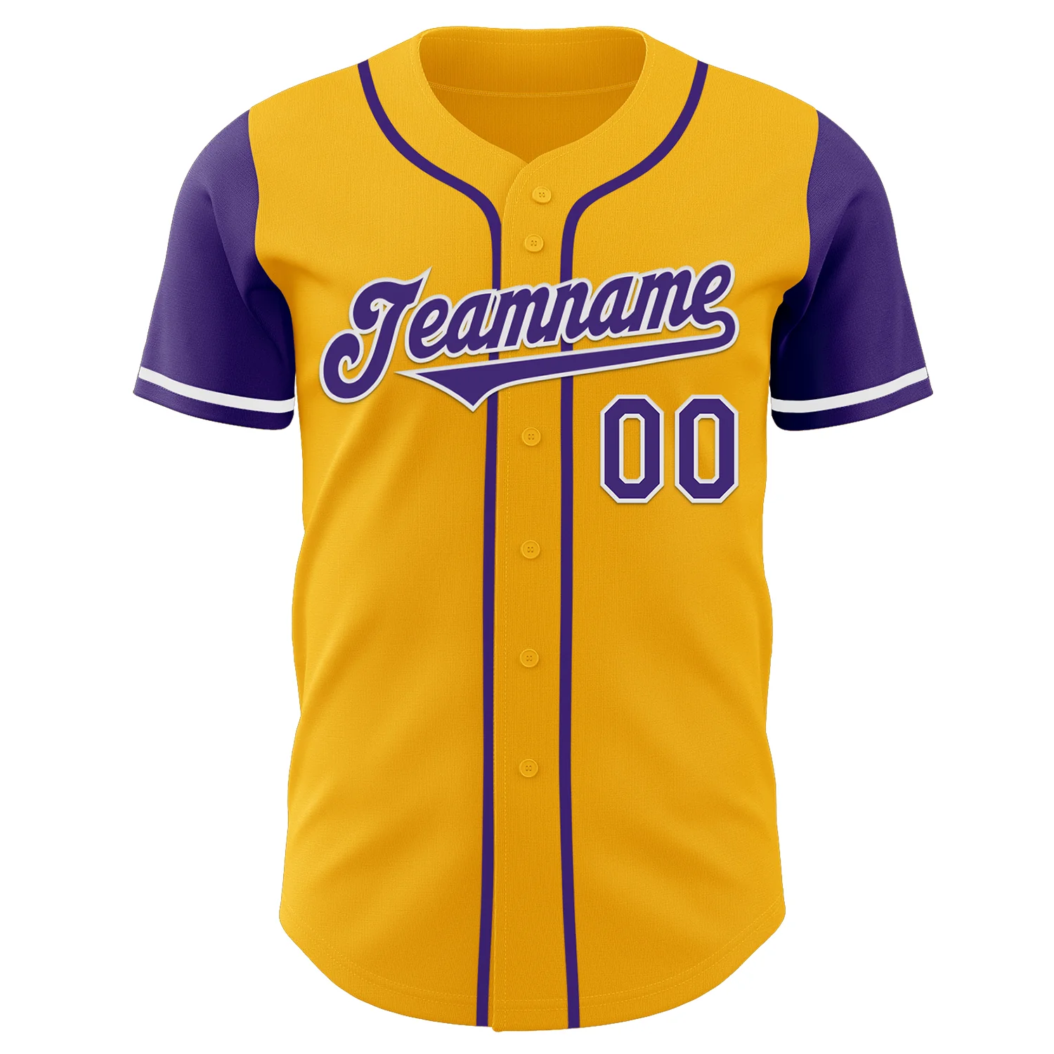 Custom Gold Purple-White Authentic Two Tone Baseball Jersey