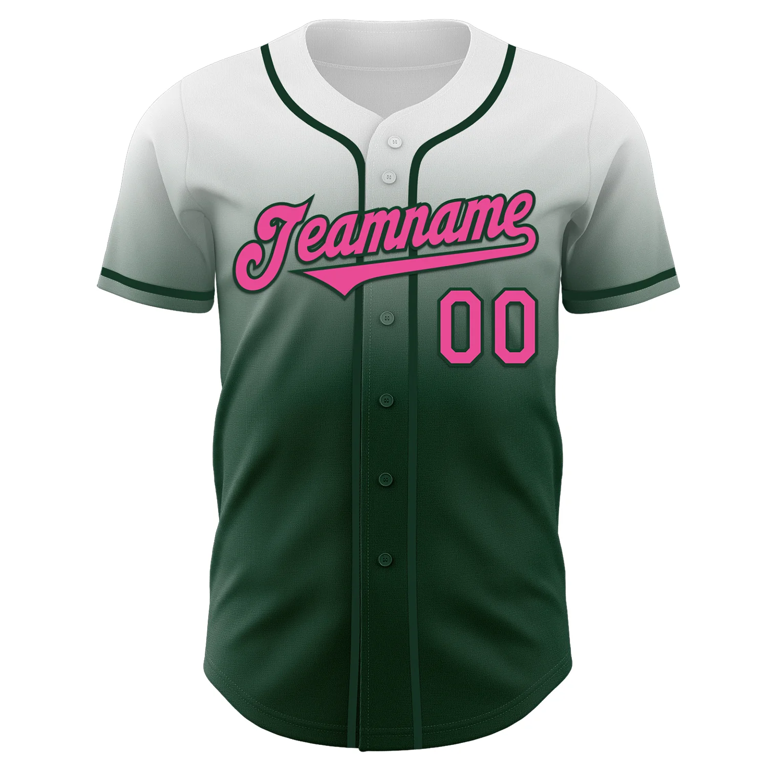 Custom White Pink-Green Authentic Fade Fashion Baseball Jersey