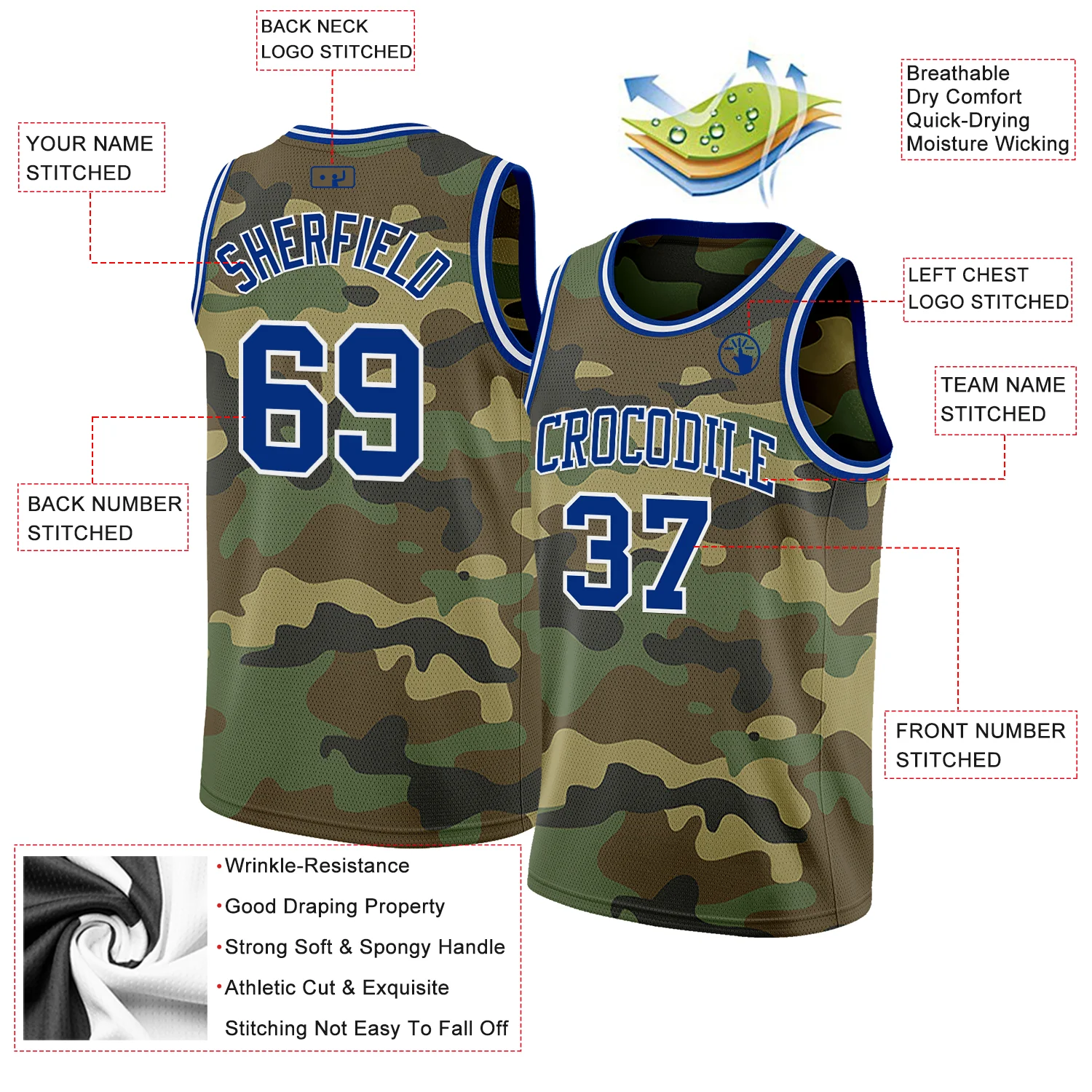 Custom Camo Royal-White Authentic Salute To Service Basketball Jersey