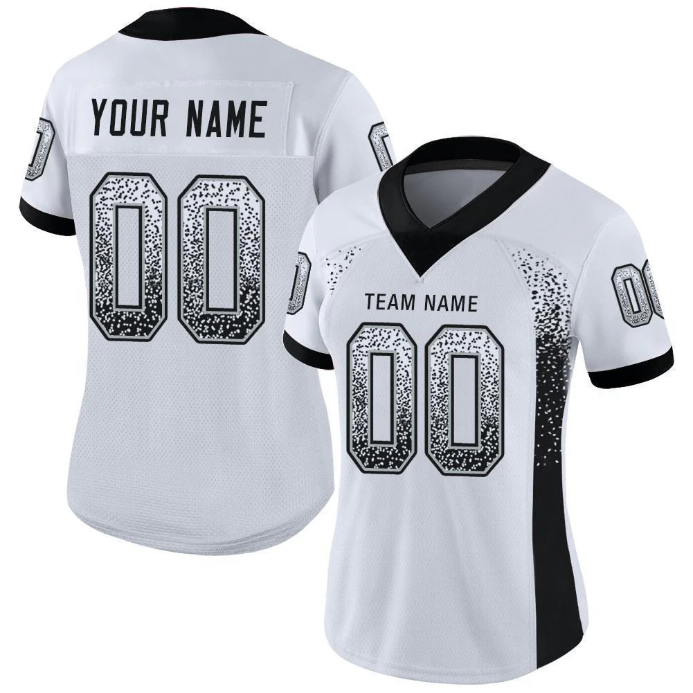 Custom White Black-Silver Drift Fashion Football Jersey