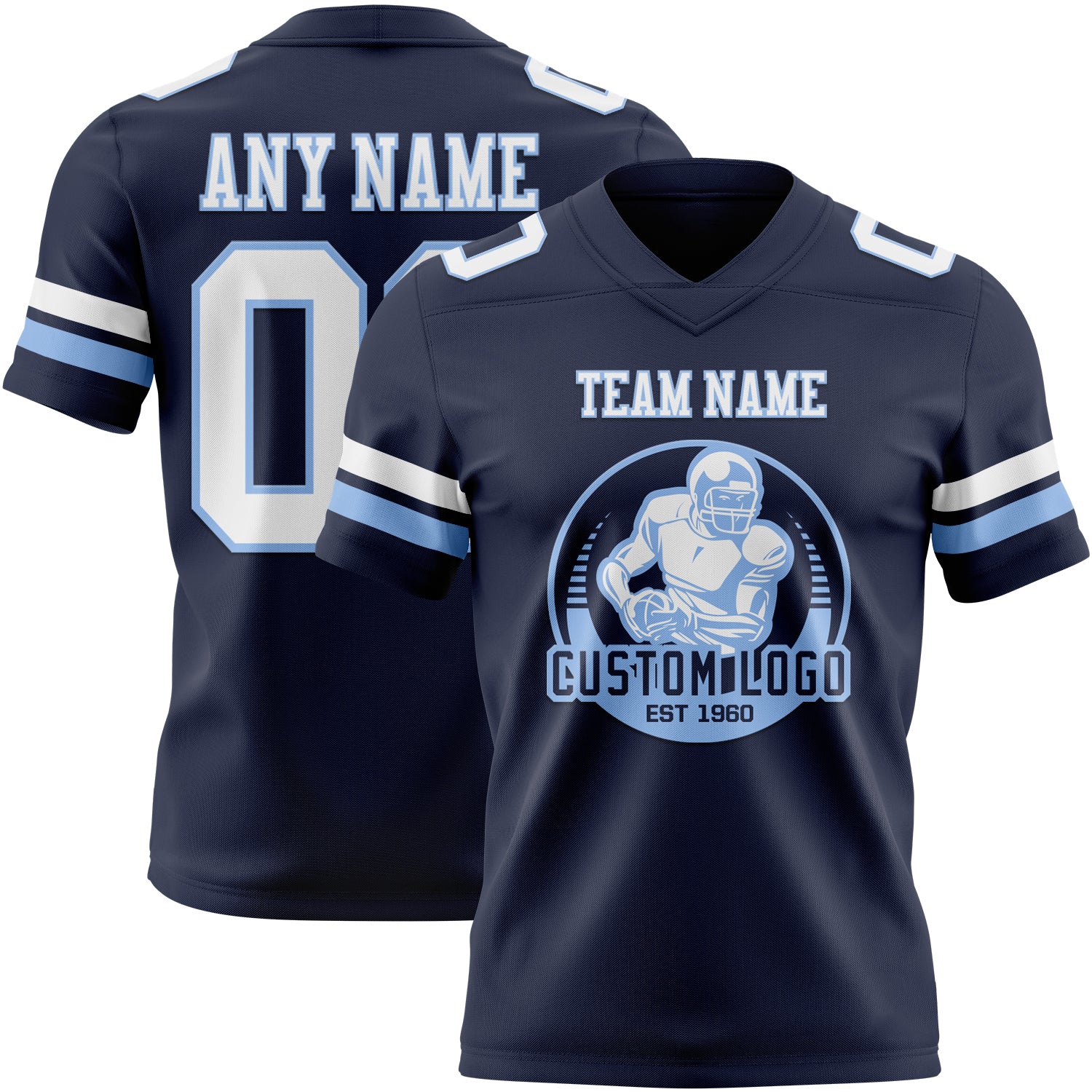 Custom Navy White-Light Blue Authentic Football Jersey