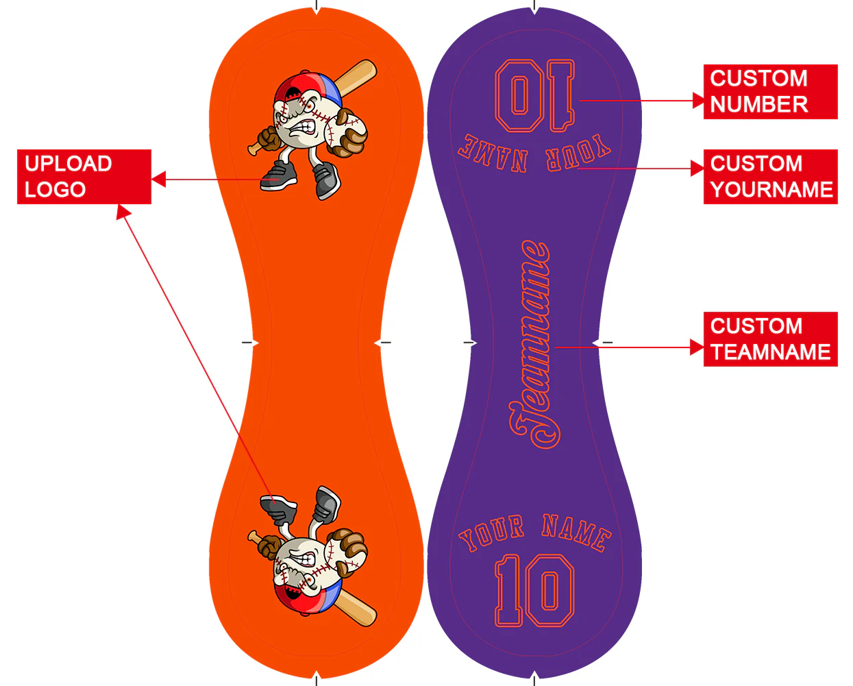 Personalized Orange Purple Half Leather Purple Authentic Baseballs