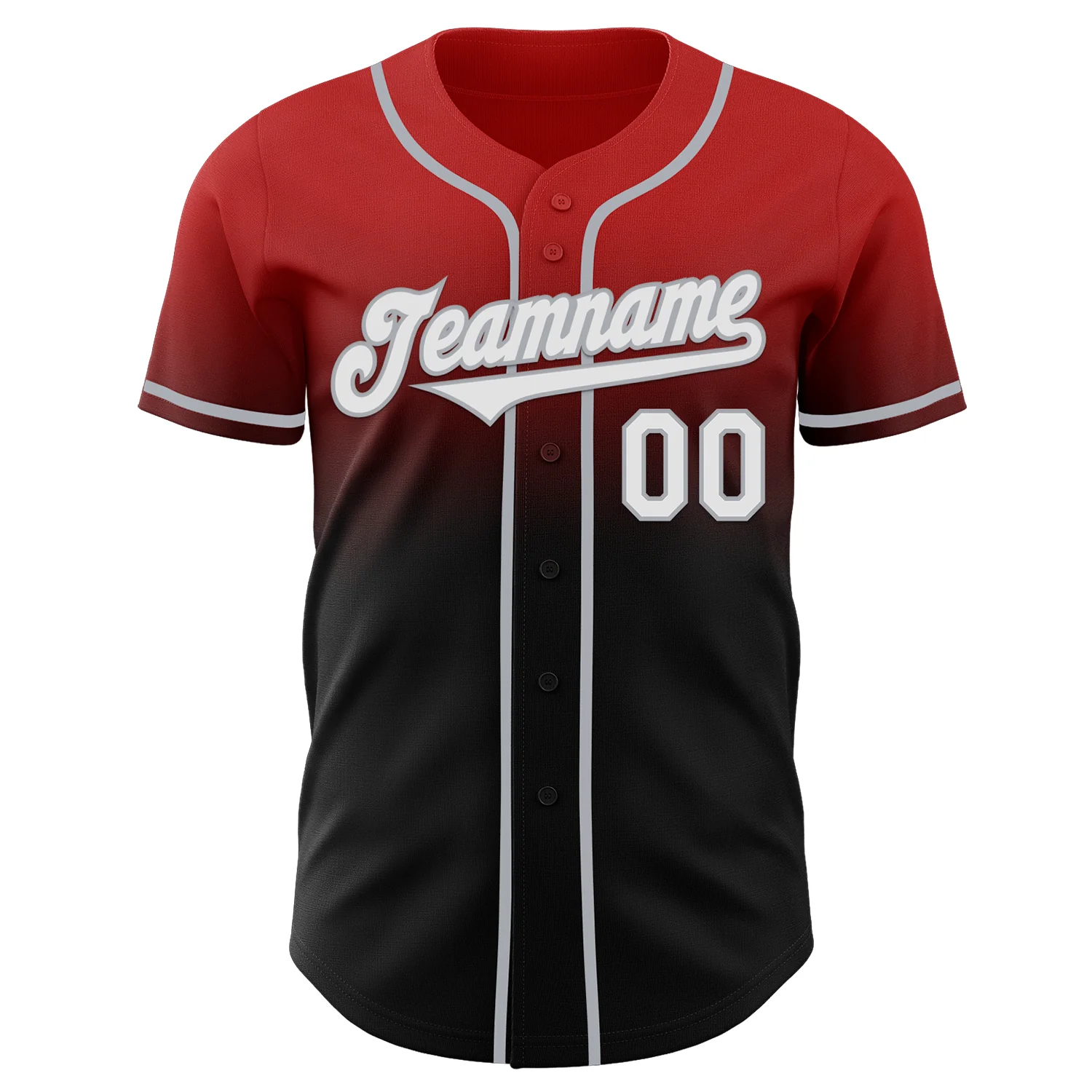 Custom Red Black-Gray Authentic Fade Fashion Baseball Jersey