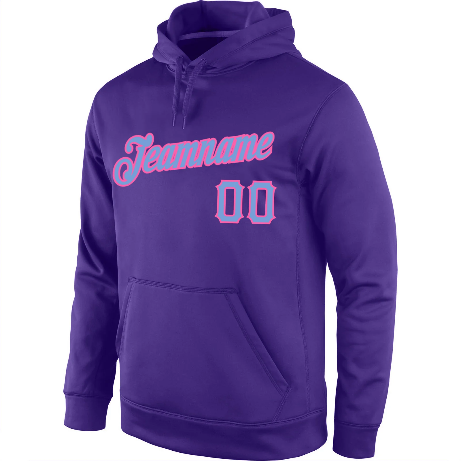 Custom Stitched Purple Light Blue-Pink Sports Pullover Sweatshirt Hoodie