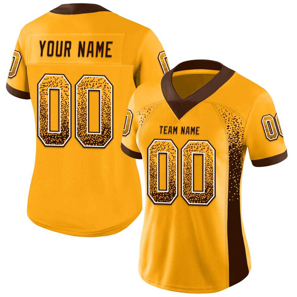Custom Gold Brown-White Drift Fashion Football Jersey