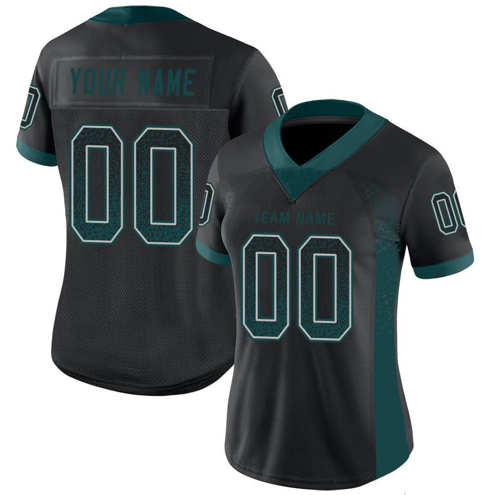 Custom Black Midnight Green-Gray Drift Fashion Football Jersey