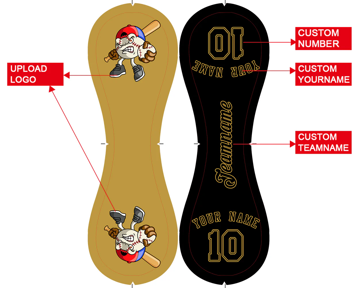 Personalized Old Gold Black Split Half Leather Black Authentic Baseballs