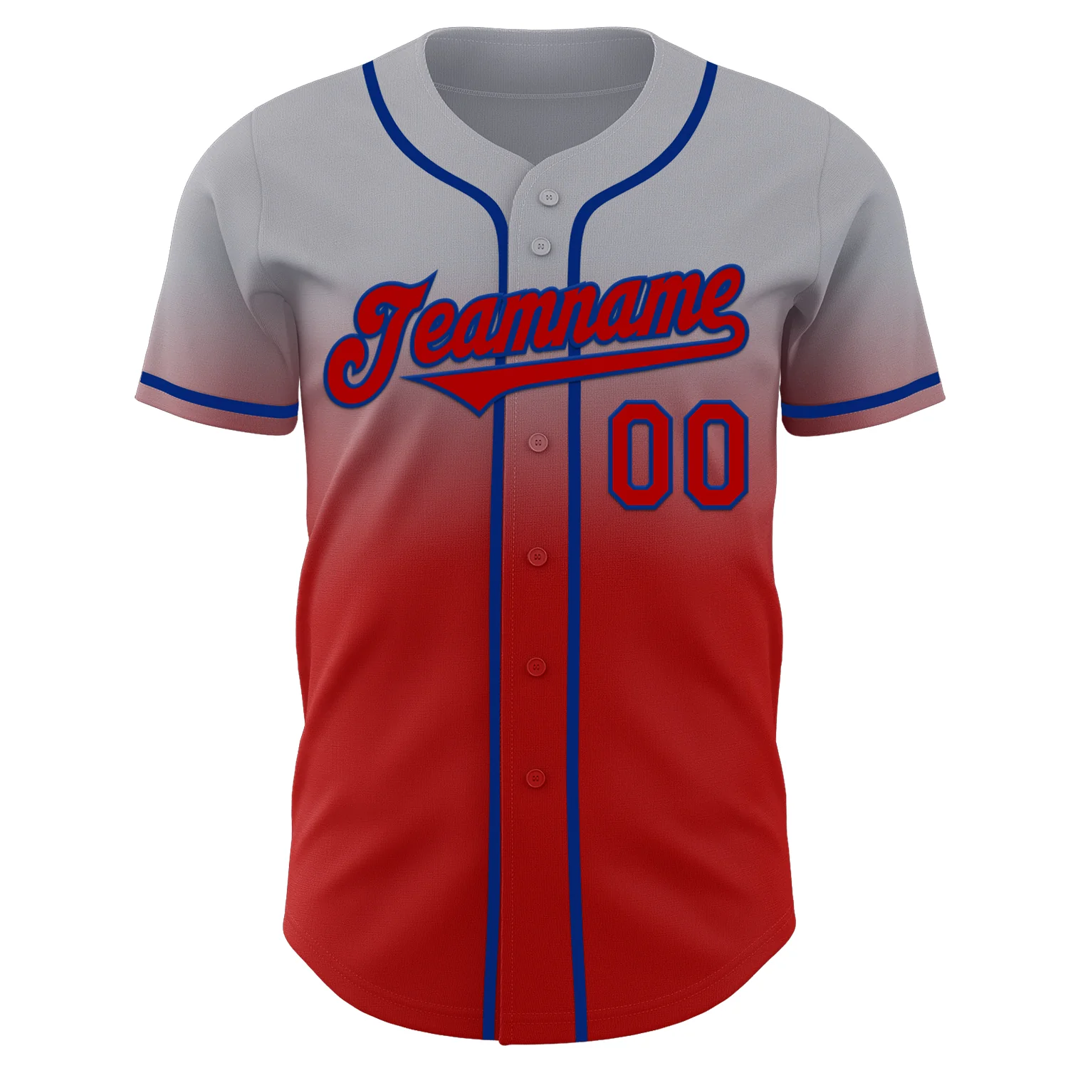 Custom Gray Red-Royal Authentic Fade Fashion Baseball Jersey