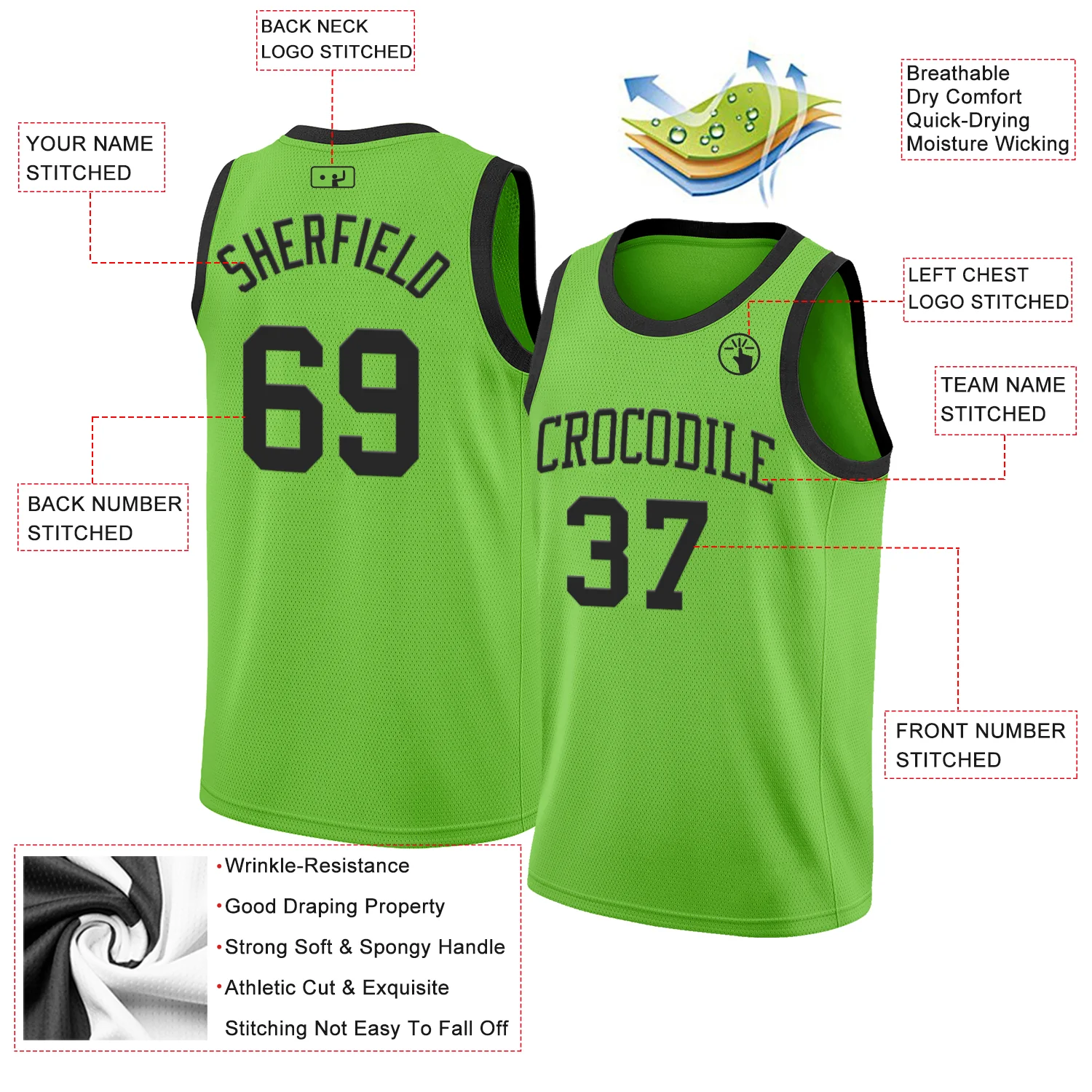 Custom Neon Green Black Authentic Basketball Jersey