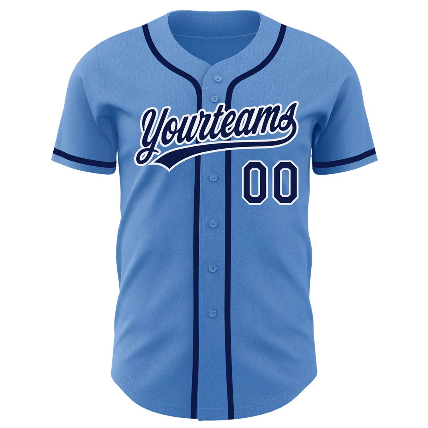 Custom Powder Blue Navy-White Authentic Baseball Jersey