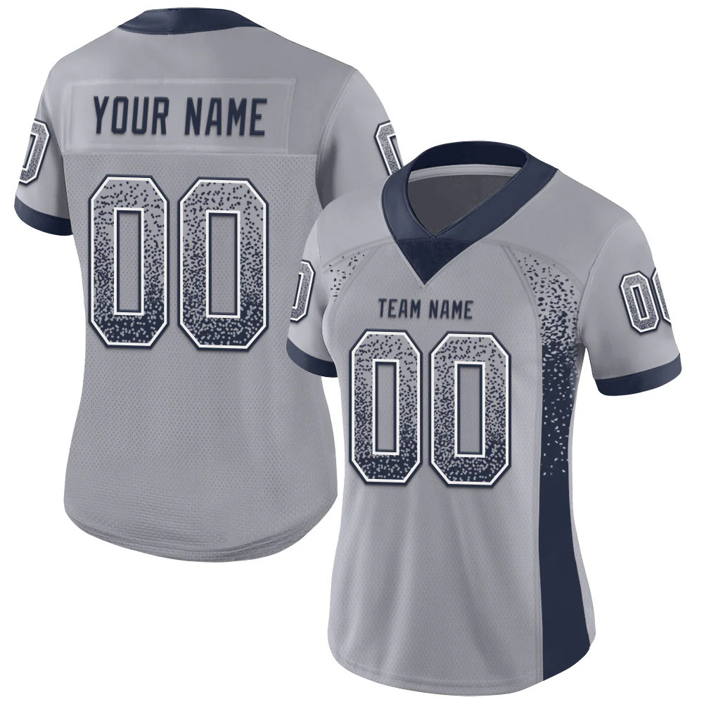 Custom Gray Navy-White Drift Fashion Football Jersey