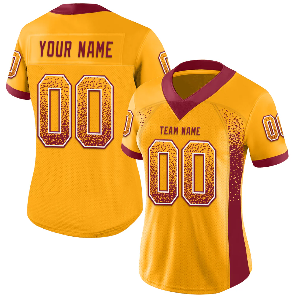 Custom Gold Crimson-White Drift Fashion Football Jersey