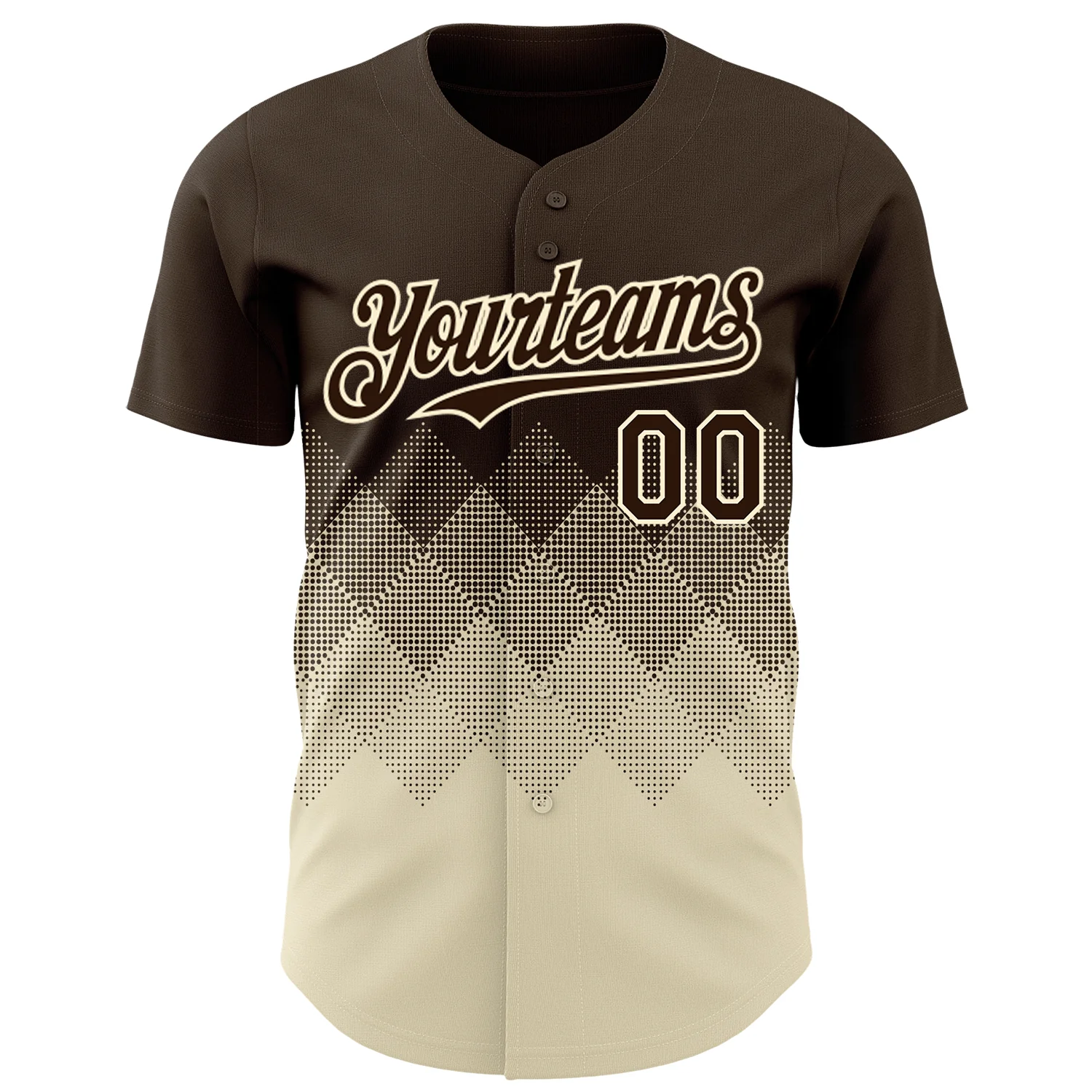 Custom Brown Cream 3D Gradient Square Shape Authentic Baseball Jersey