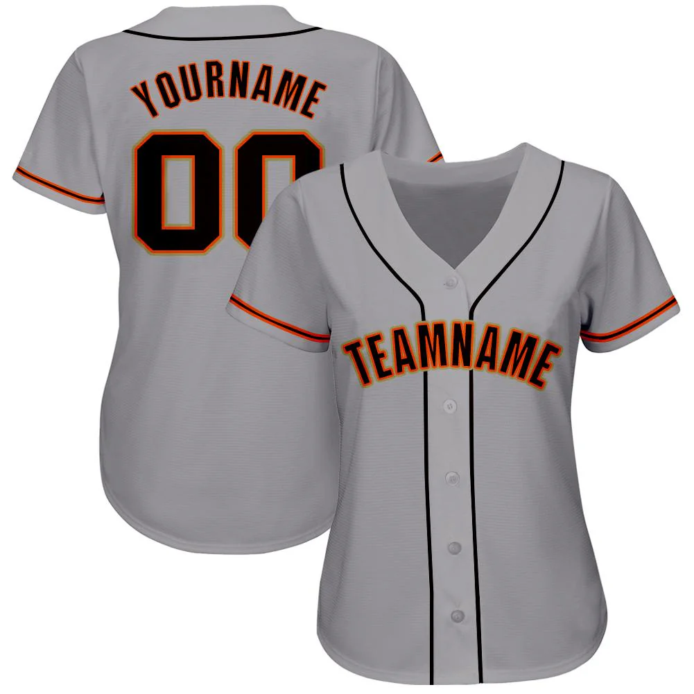 Custom Gray Black Orange-Old Gold Baseball Jersey