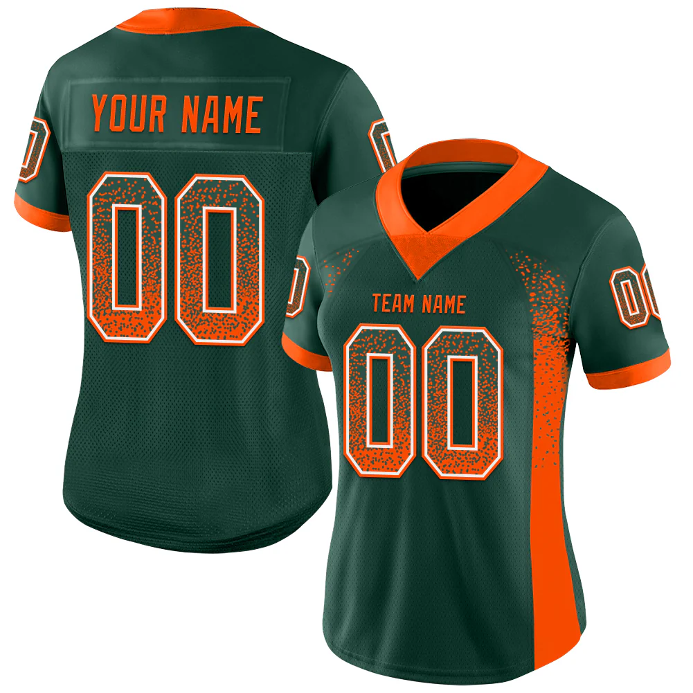 Custom Green Orange-White Drift Fashion Football Jersey
