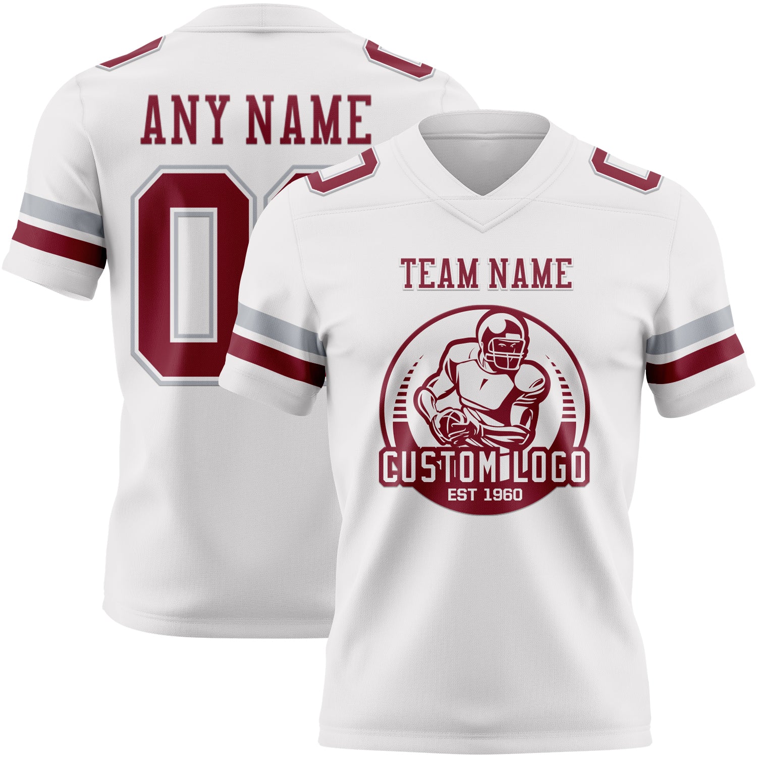 Custom White Crimson-Gray Authentic Football Jersey