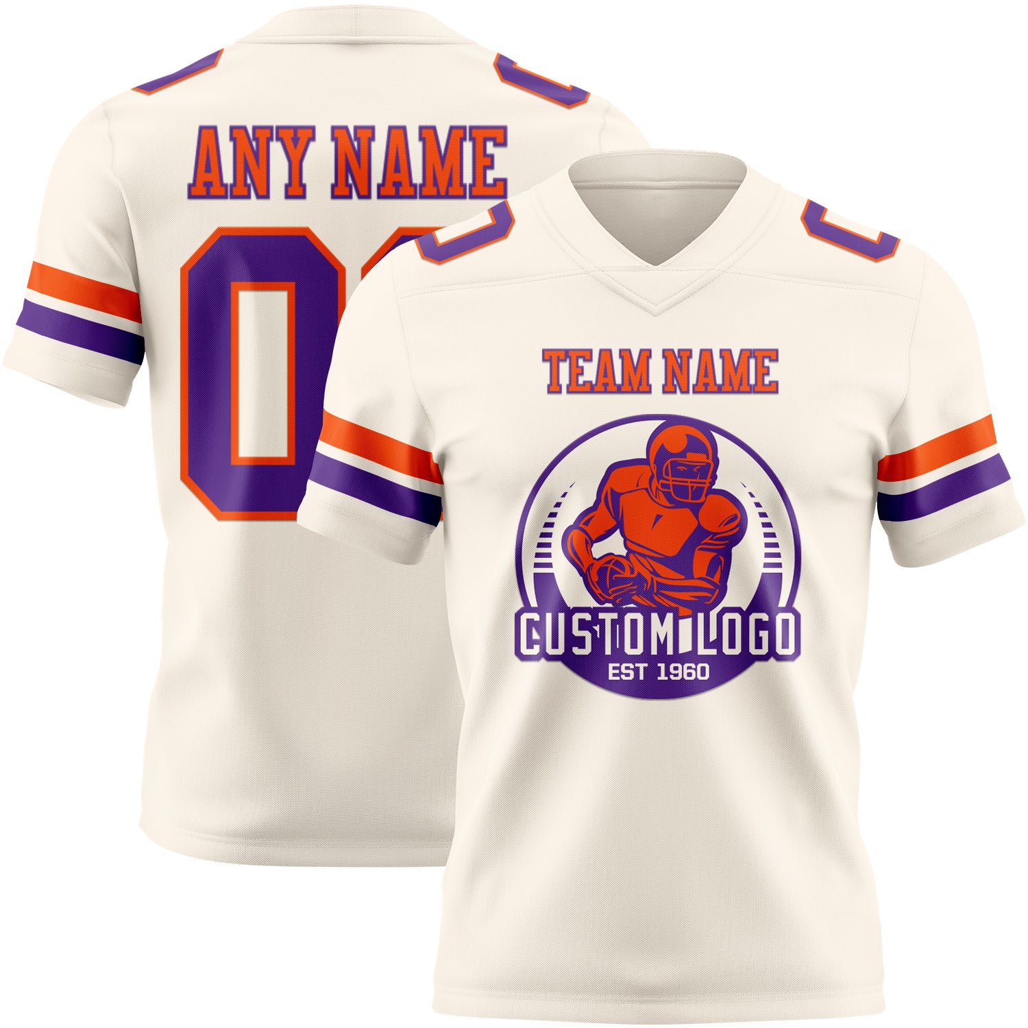 Custom Cream Purple-Orange Authentic Football Jersey