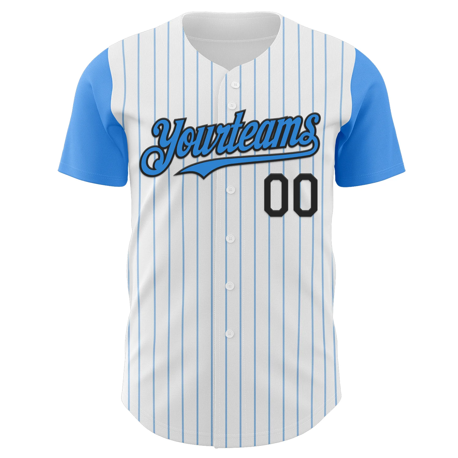 Custom White Electric Blue Pinstripe Black Authentic Two Tone Baseball Jersey