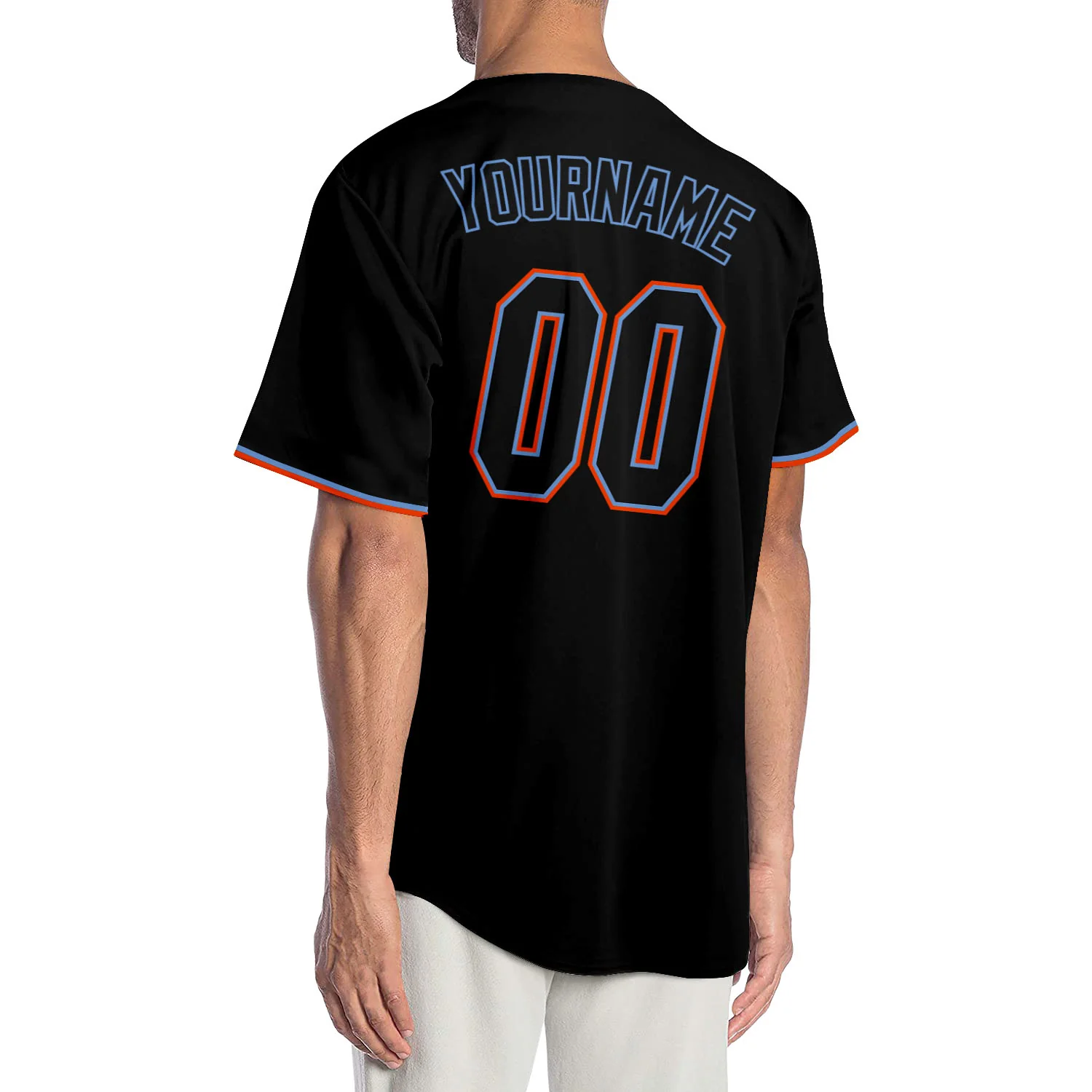 Custom Black Black-Orange Authentic Baseball Jersey
