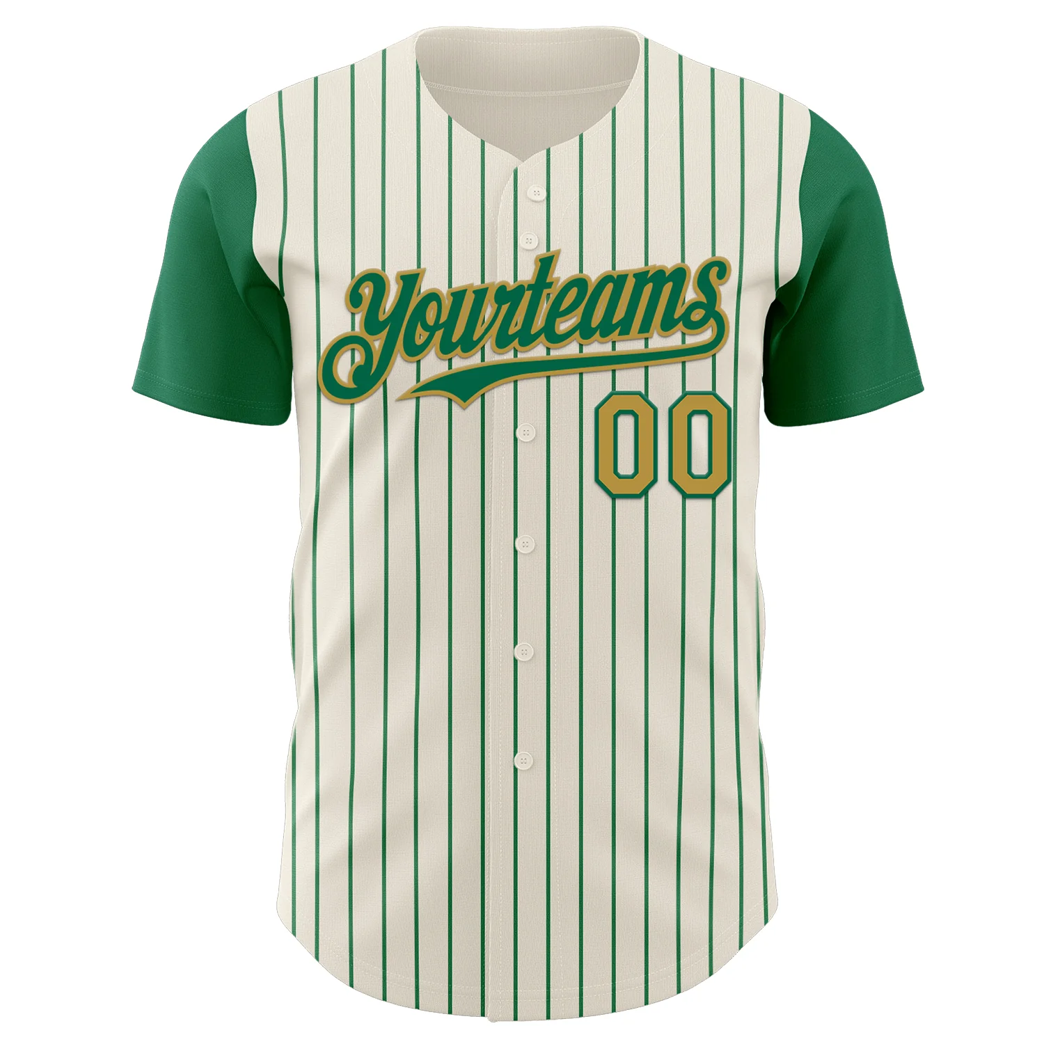 Custom Cream Kelly Green Pinstripe Old Gold Authentic Two Tone Baseball Jersey
