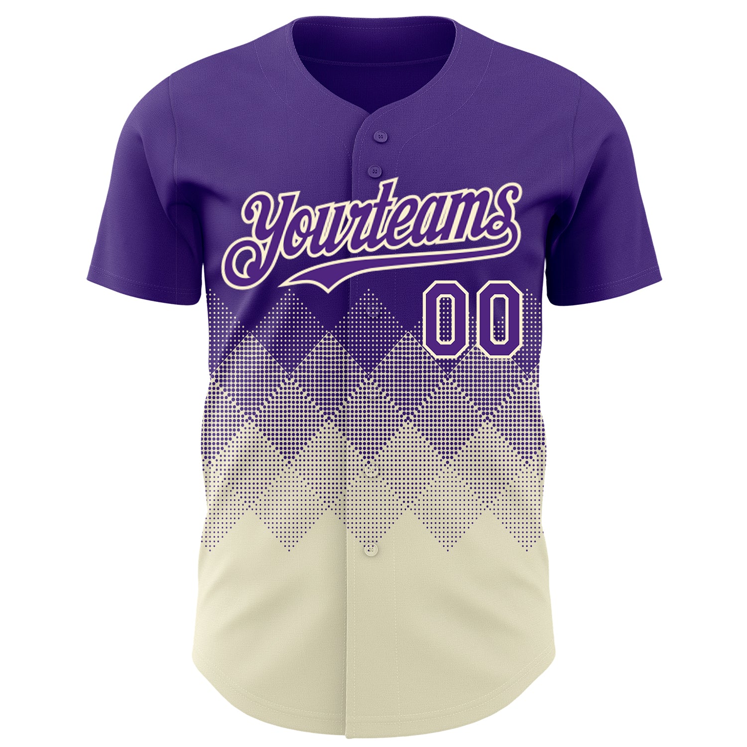 Custom Purple Cream 3D Gradient Square Shape Authentic Baseball Jersey