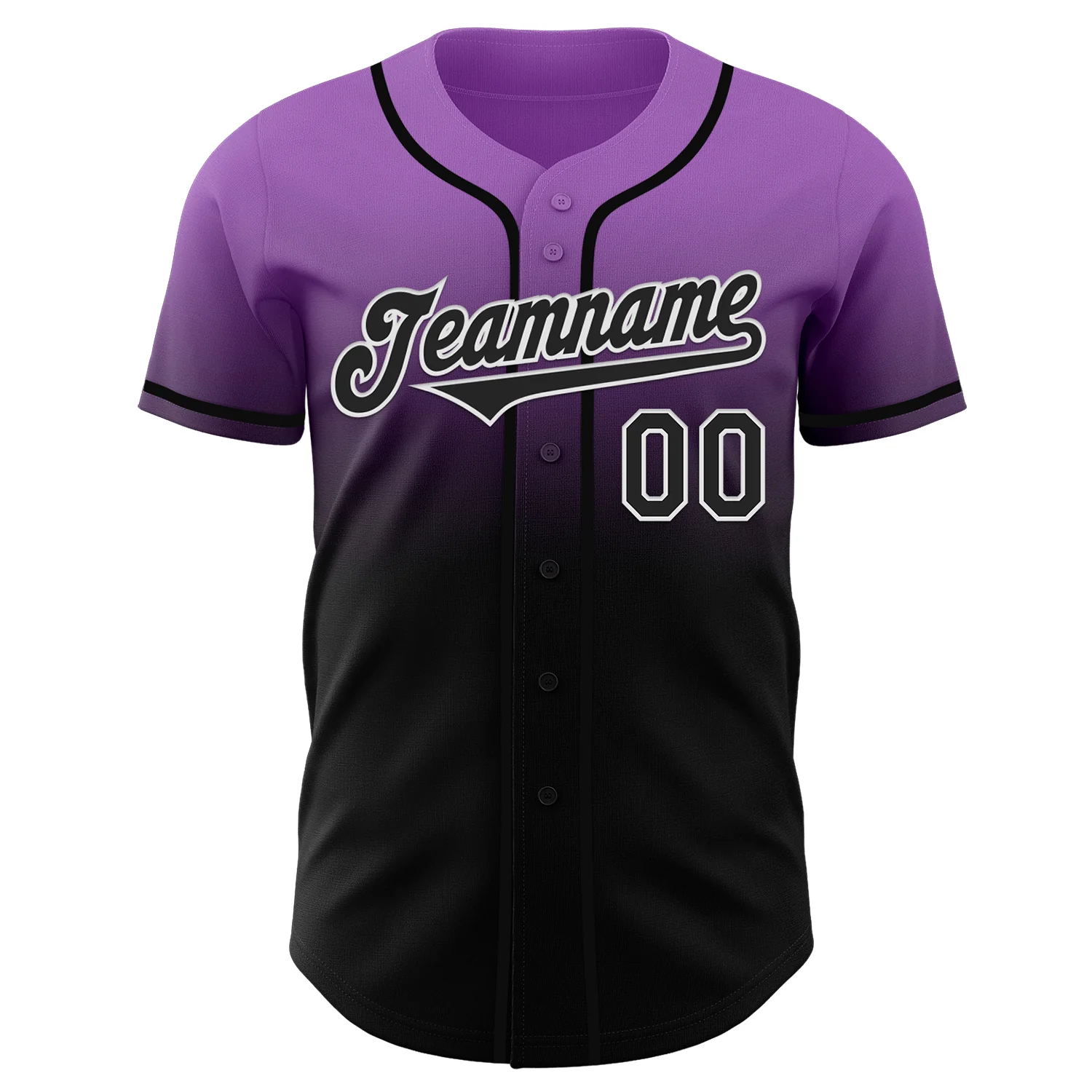 Custom Medium Purple Black-White Authentic Fade Fashion Baseball Jersey