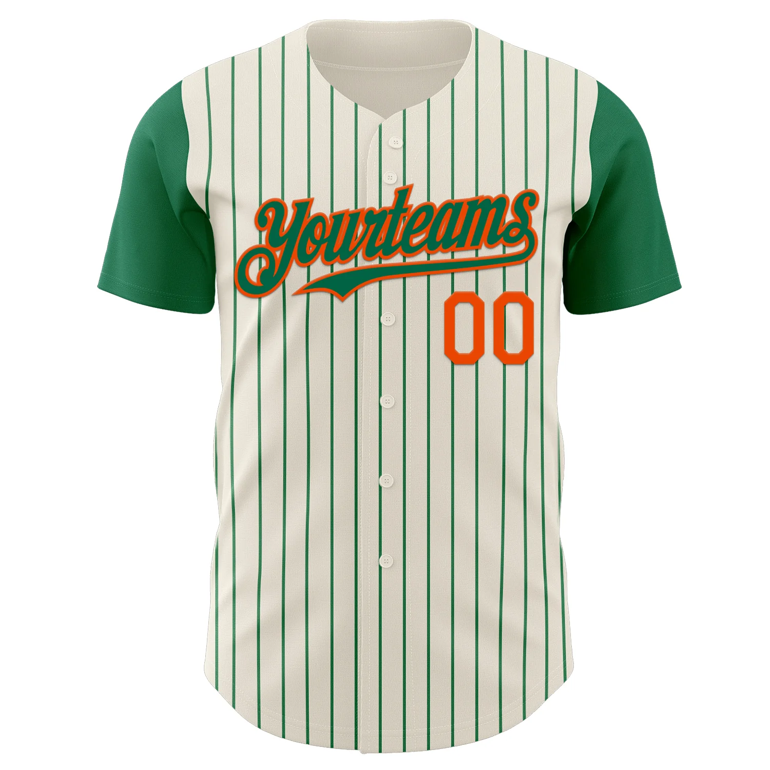 Custom Cream Kelly Green Pinstripe Orange Authentic Two Tone Baseball Jersey