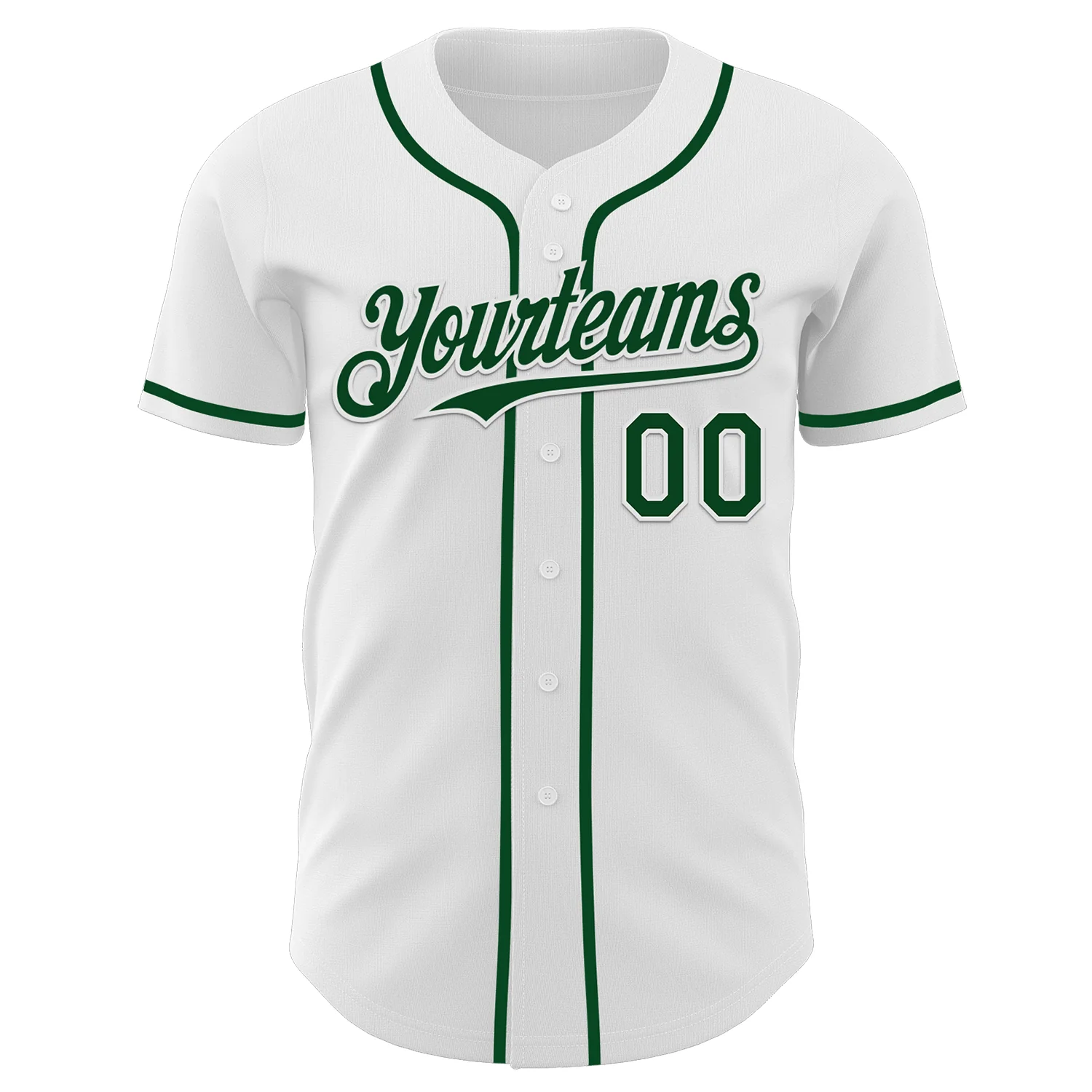 Custom White Green Authentic Baseball Jersey