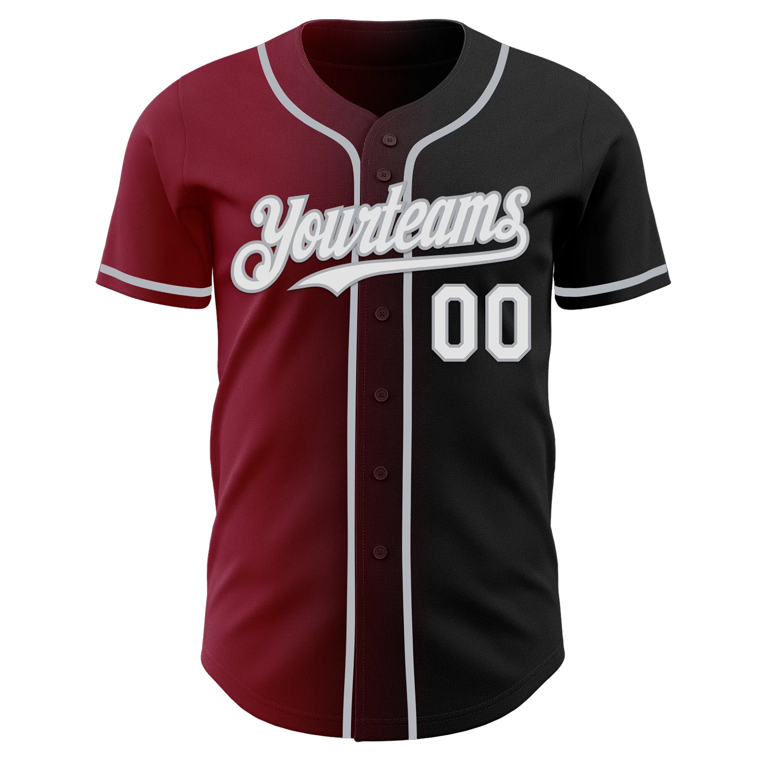 Custom Black White Crimson-Gray Authentic Gradient Fashion Baseball Jersey