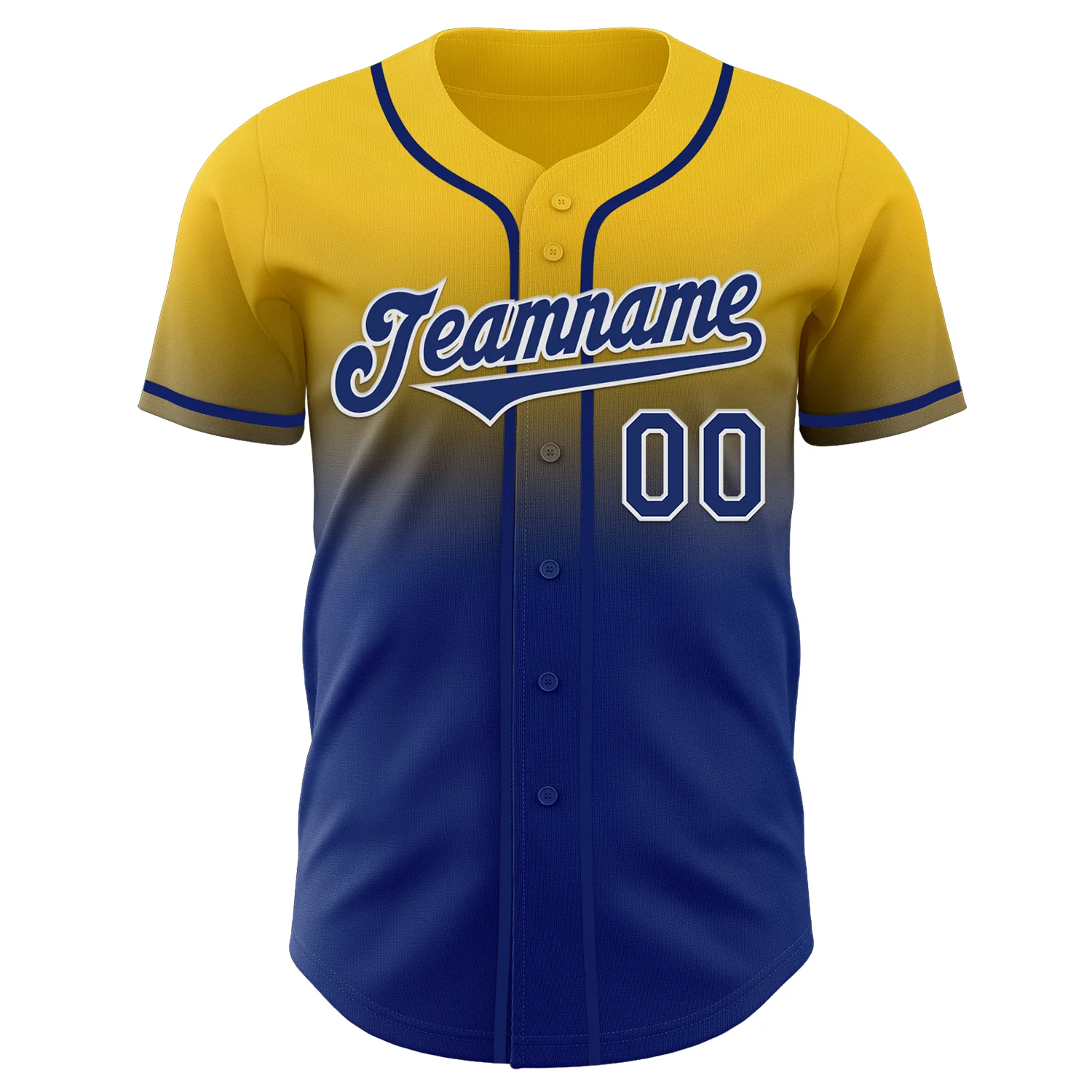 Custom Yellow Royal-White Authentic Fade Fashion Baseball Jersey
