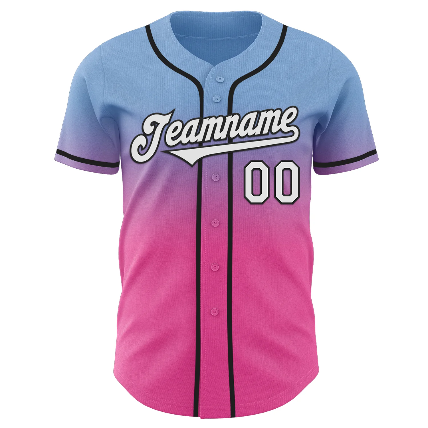Custom Light Blue White Pink-Black Authentic Fade Fashion Baseball Jersey