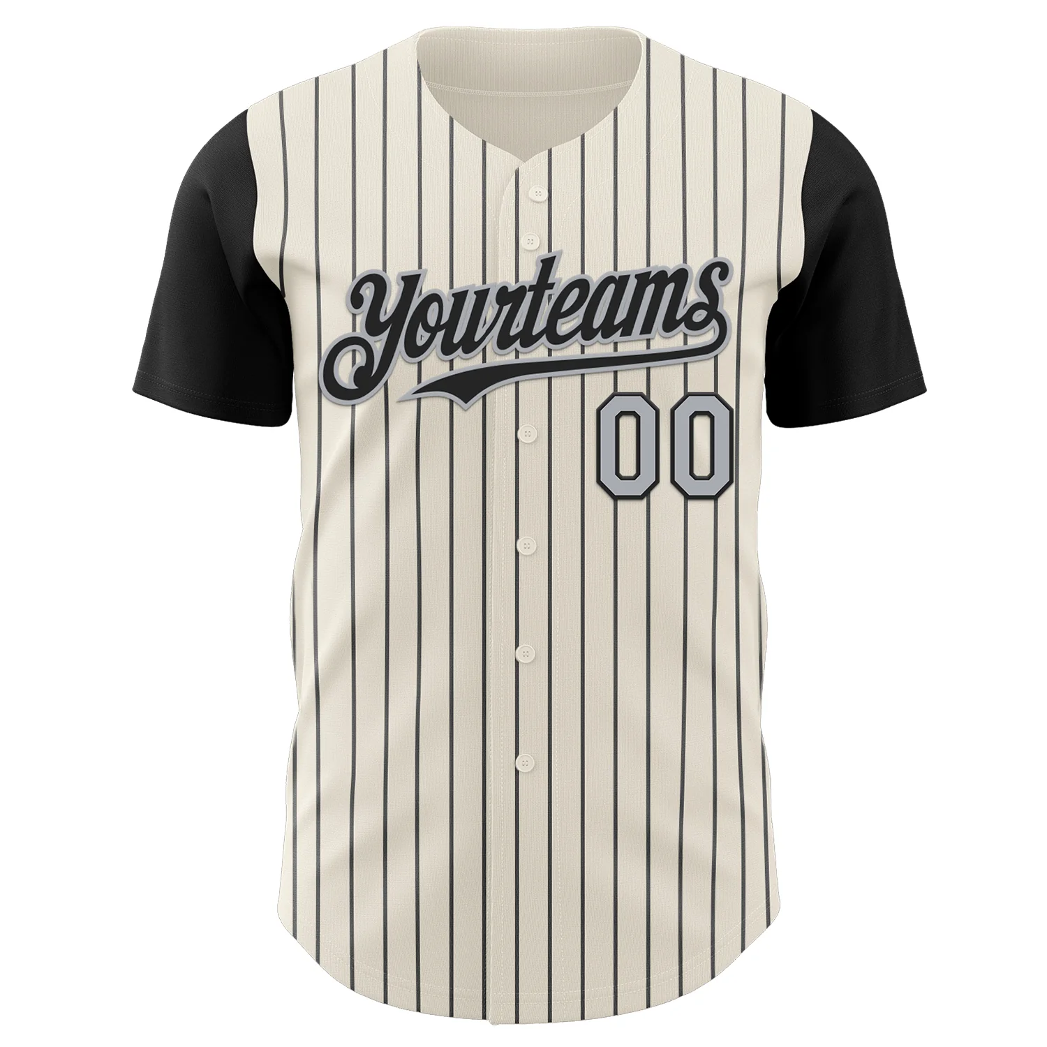 Custom Cream Black Pinstripe Gray Authentic Two Tone Baseball Jersey