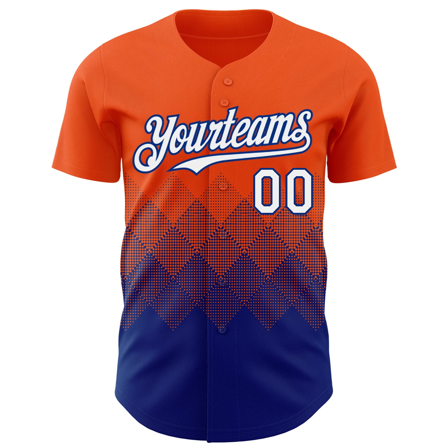 Custom Orange White-Royal 3D Gradient Square Shape Authentic Baseball Jersey