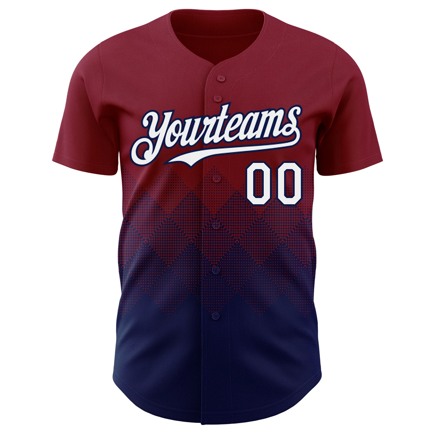 Custom Crimson White-Navy 3D Gradient Square Shape Authentic Baseball Jersey