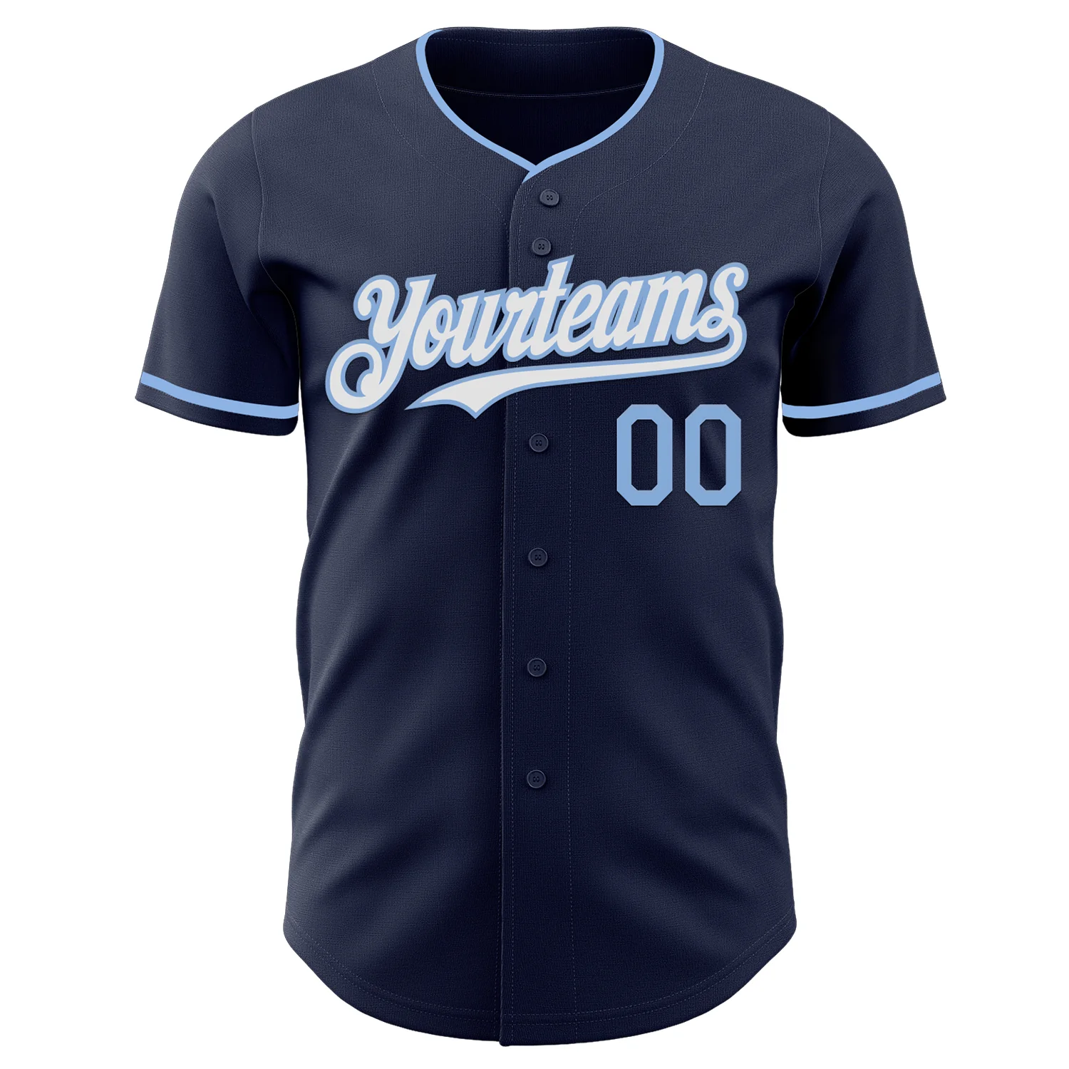 Custom Navy White-Light Blue Authentic Baseball Jersey