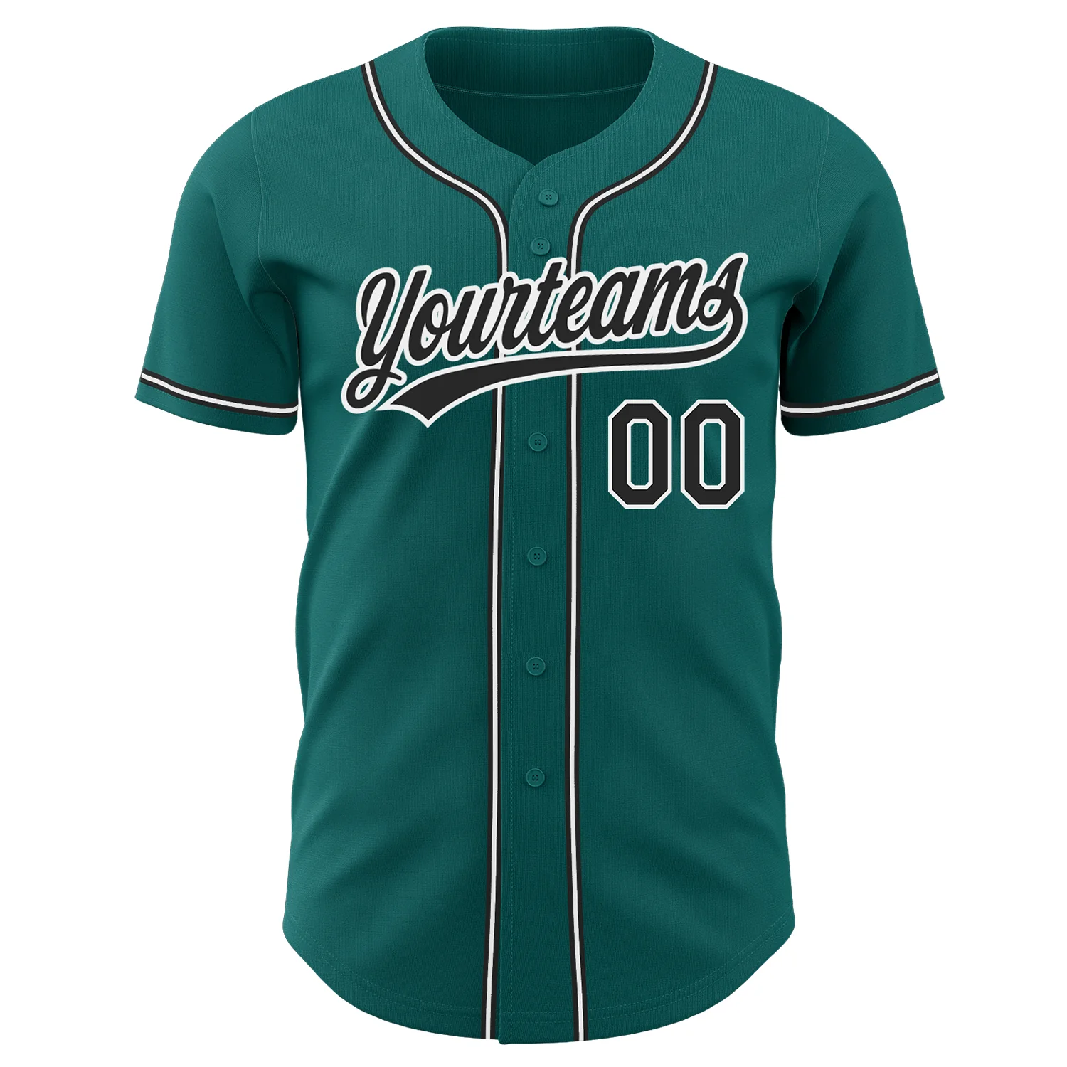 Custom Teal Black-White Authentic Baseball Jersey